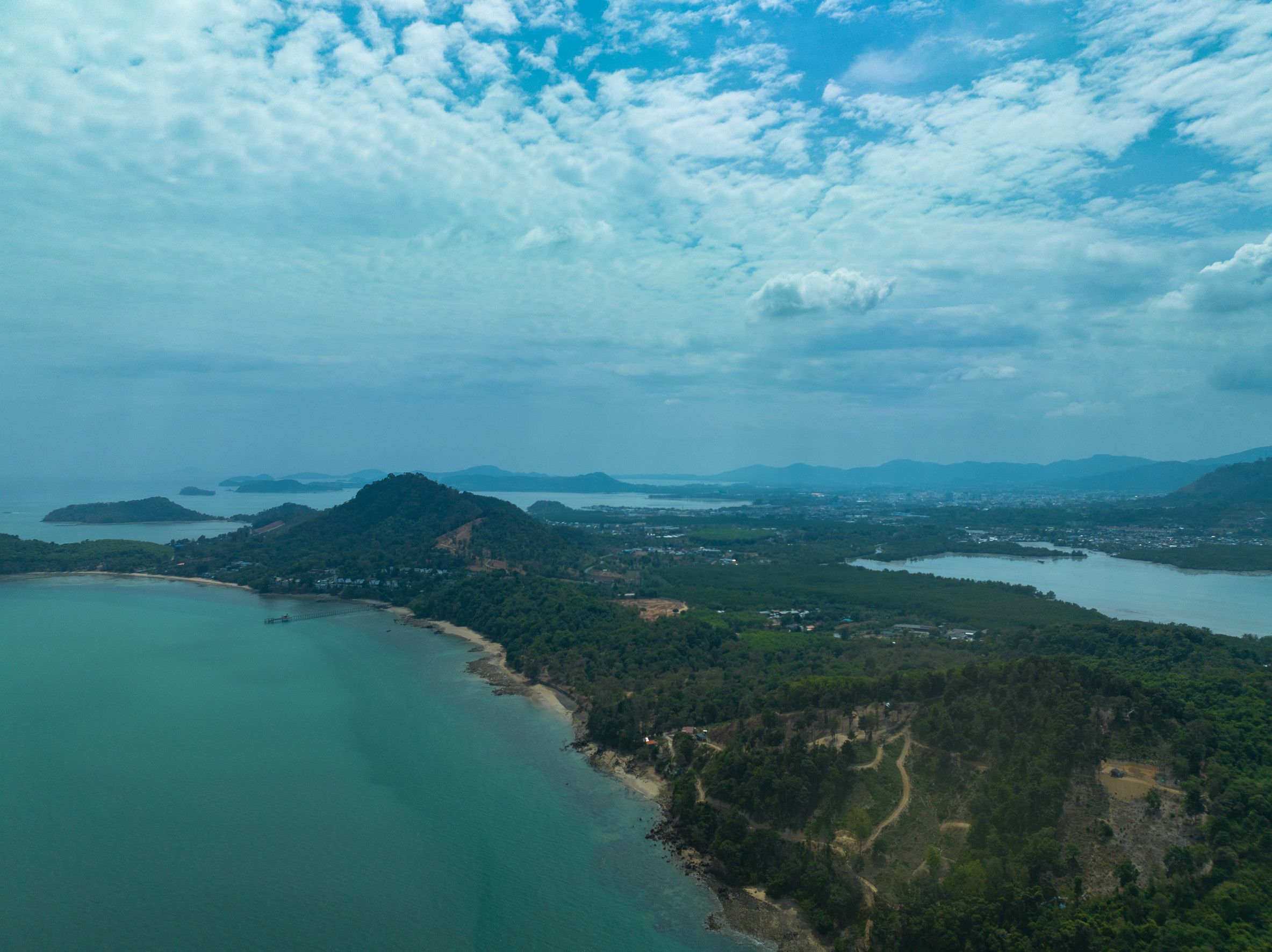 Breathtaking Aerial View Of A Lush Green Coastline