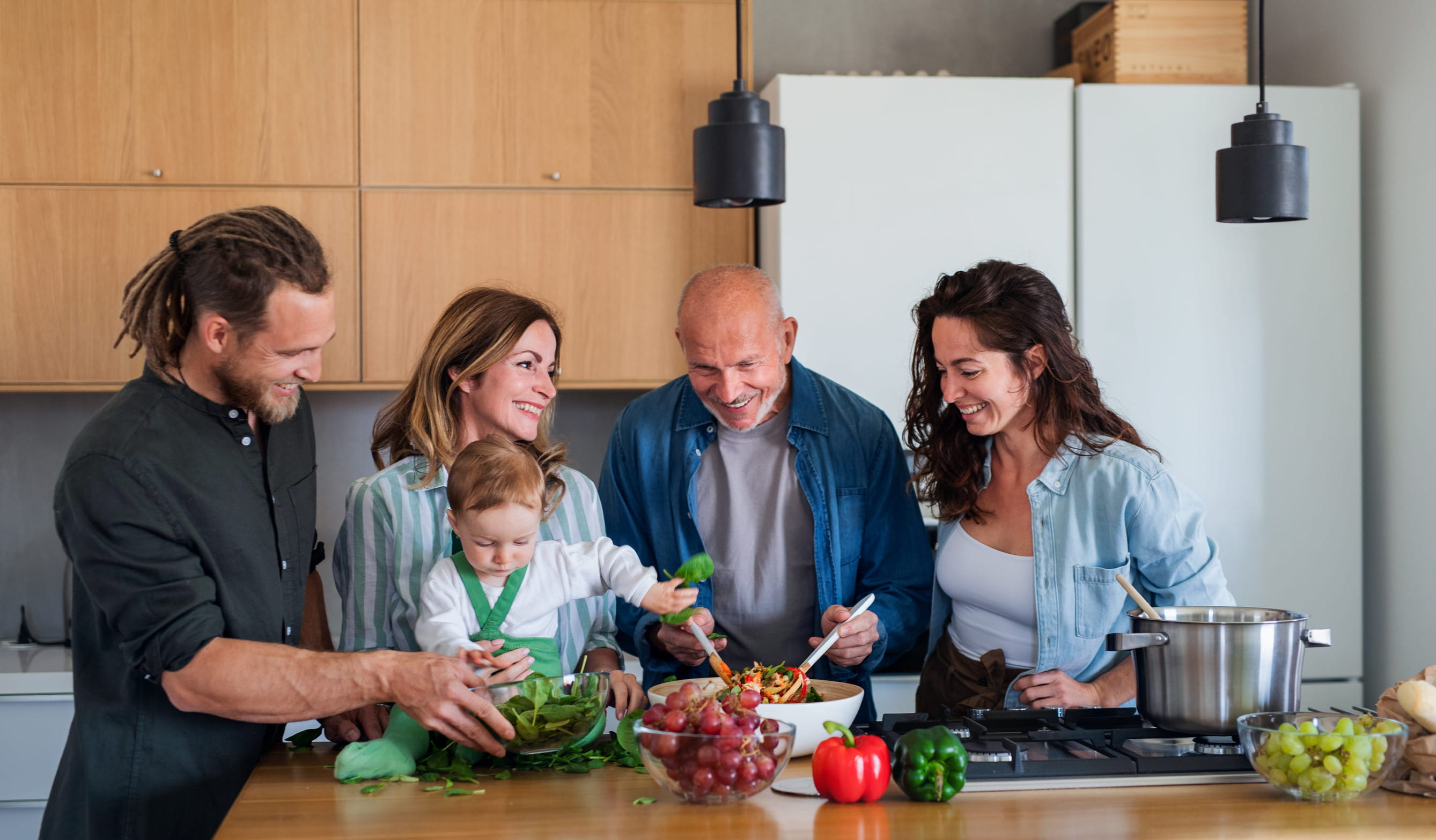 Multigenerational Family Cooking Together