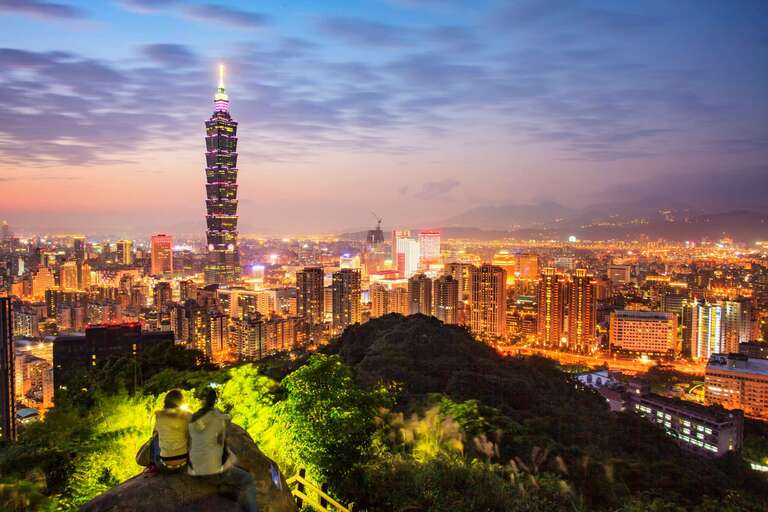Taipei Taiwan City Skyline At Twilight