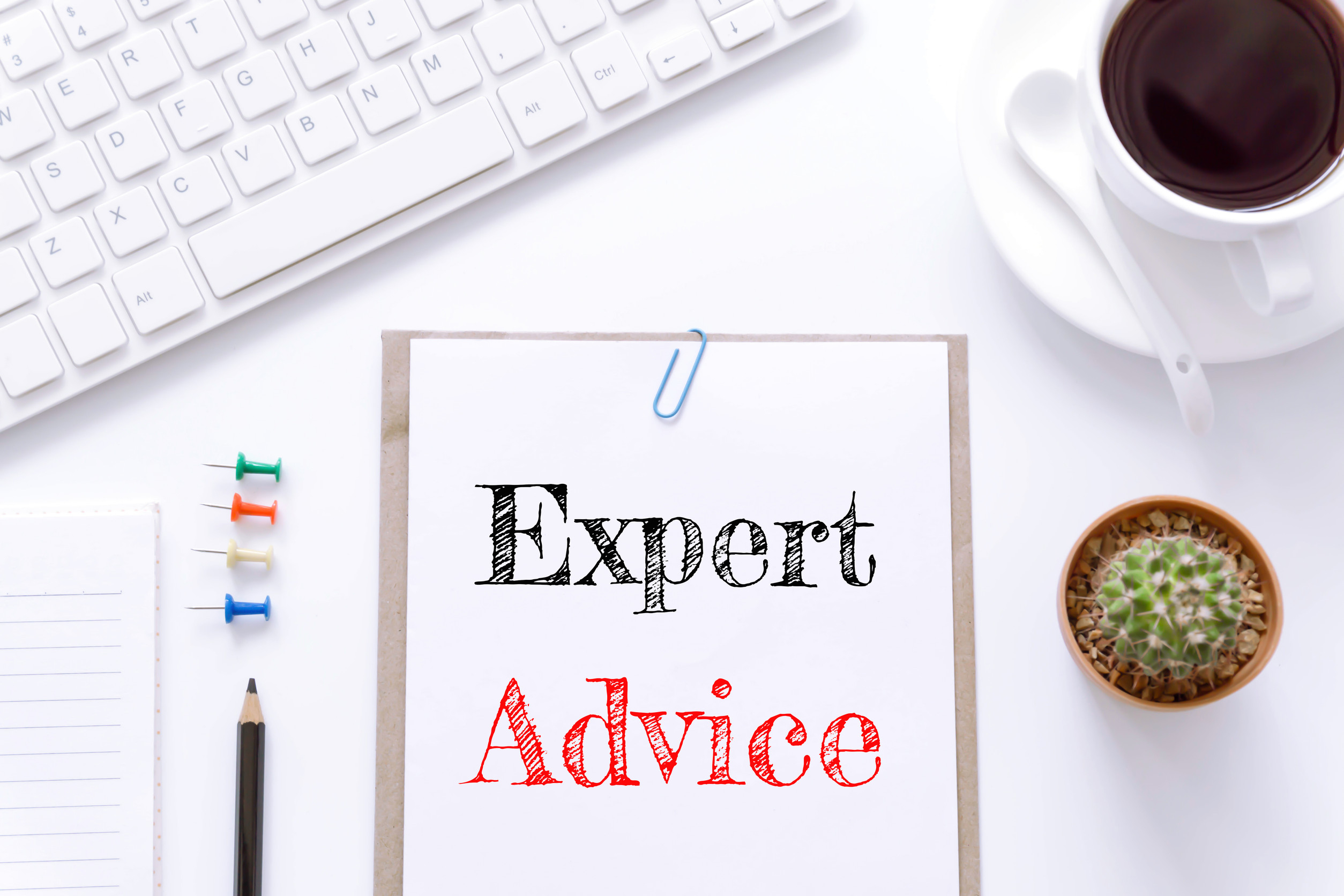 Text Expert Advice On White Paper Background Business Concept