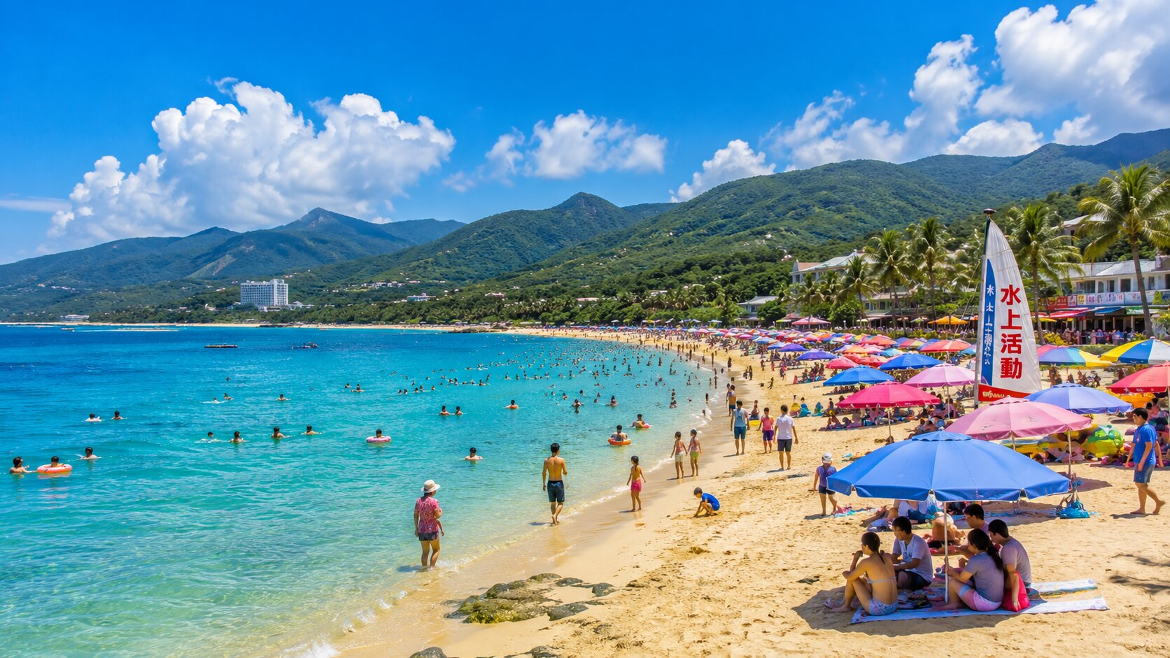 Visitors Enjoying The Kenting National Park Beach