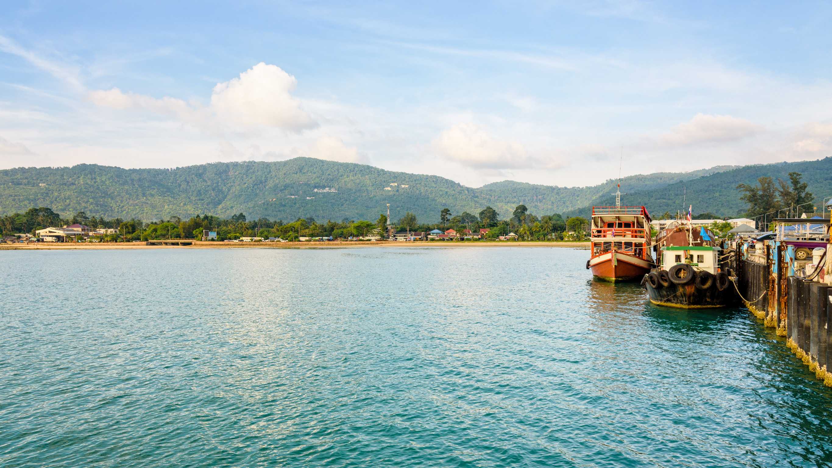 Wooden Boat For Dive Tour Docked At Nathon
